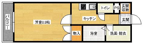ボヌールポルト(1K/3階)の間取り写真