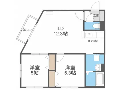 SR発寒(2LDK/3階)の間取り写真