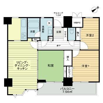 ライオンズプラザ大宮(3LDK/6階)の間取り写真