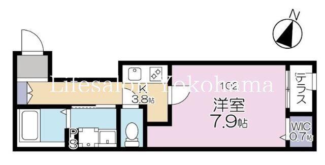VIVALETTA 横浜(1K/1階)の間取り写真