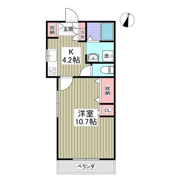 郡山ドミトリィ(1K/2階)の間取り写真