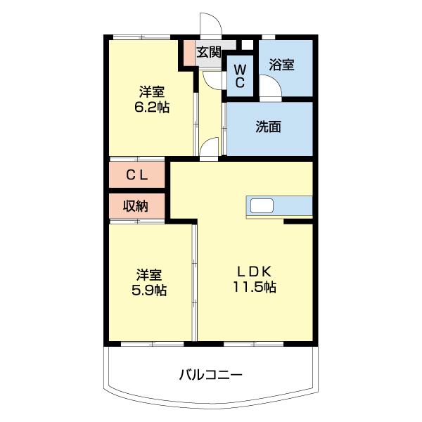 IBB Ⅳ(2LDK/2階)の間取り写真