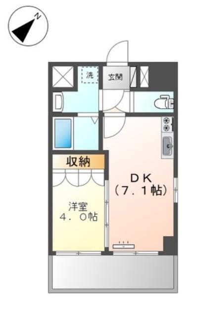 ラ・セゾン・クレール駅南(1DK/1階)の間取り写真