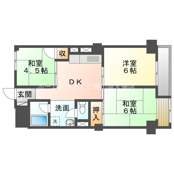 太和マンション(3DK/5階)の間取り写真
