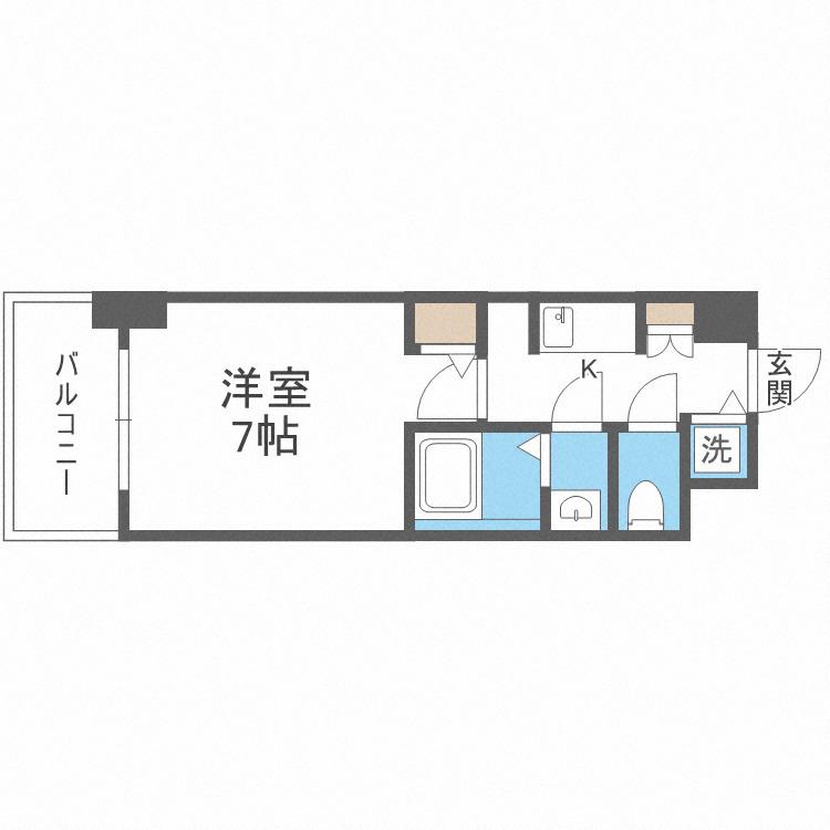 FORTUNEY北堀江(1K/2階)の間取り写真