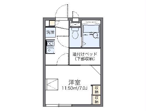 レオパレススワ フレール(1K/1階)の間取り写真