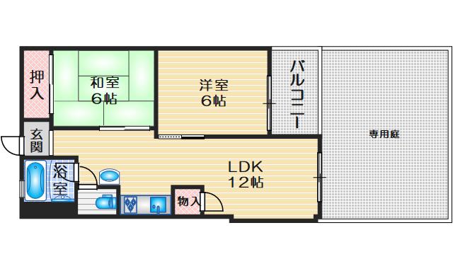 桃山台コーポラス(2LDK/1階)の間取り写真