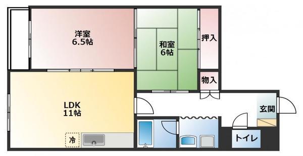 サンサーラ大町(2LDK/1階)の間取り写真