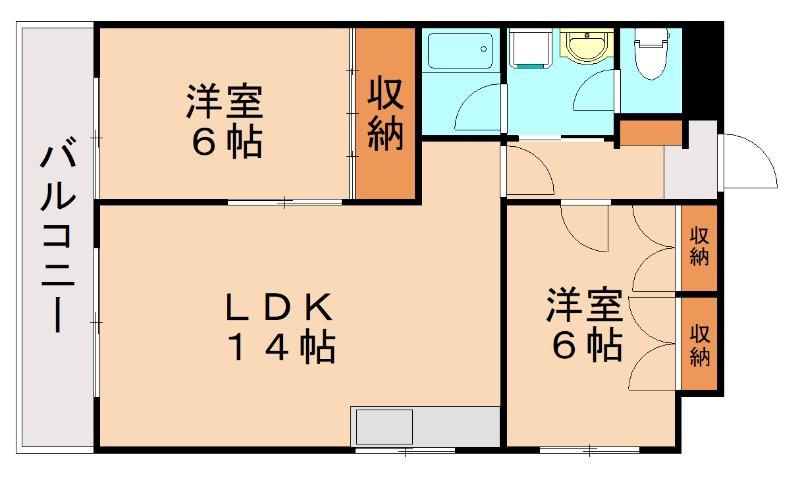 ギャラン瀬板(2LDK/9階)の間取り写真
