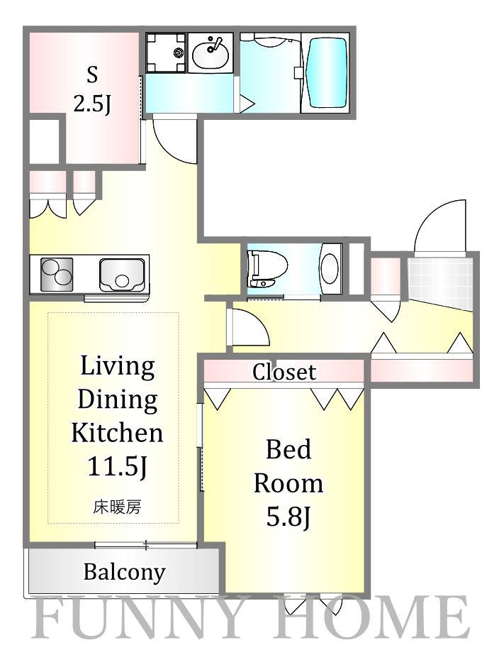 DUE ウエスト AZABU HOUSE(1SLDK/3階)の間取り写真