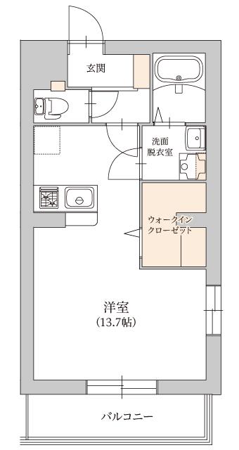 グランノール(ワンルーム/4階)の間取り写真