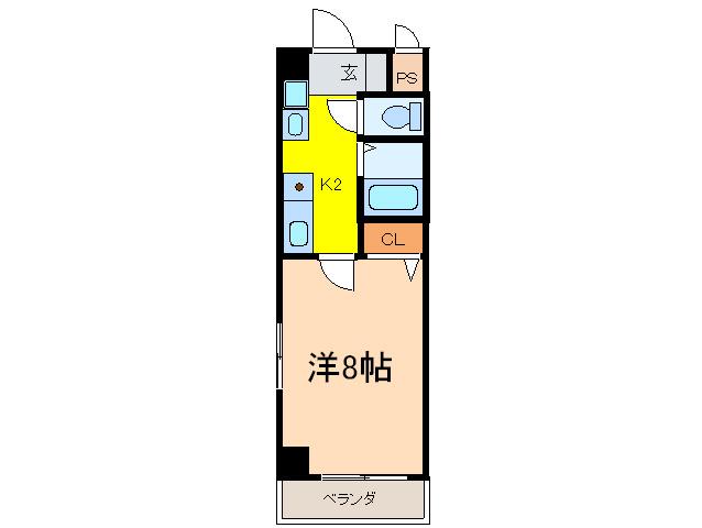 ハートヒルズ丸の内(1K/4階)の間取り写真