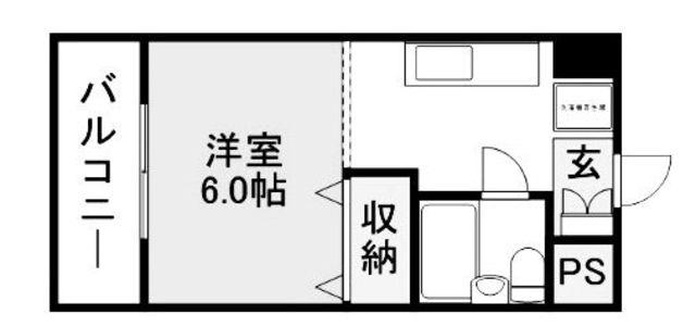 西都ビル(1DK/4階)の間取り写真