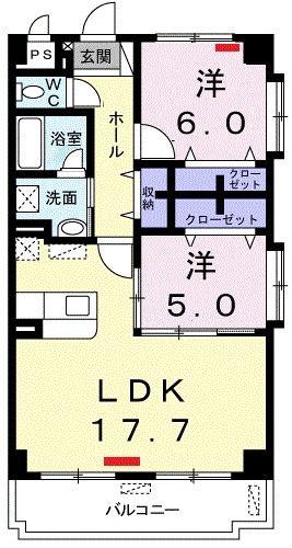 フォレスト・Y(2LDK/4階)の間取り写真