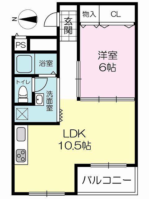 南千里第2コーポラスB棟(1LDK/3階)の間取り写真