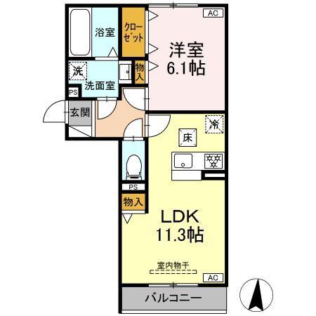 D-HILLS中田町(1LDK/1階)の間取り写真