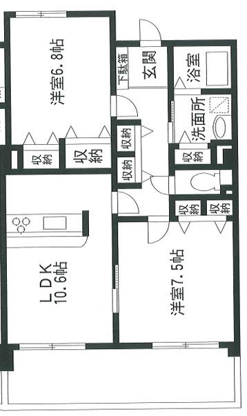 ラヴィーヌ(2LDK/2階)の間取り写真