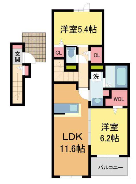グランツ久代(2LDK/3階)の間取り写真