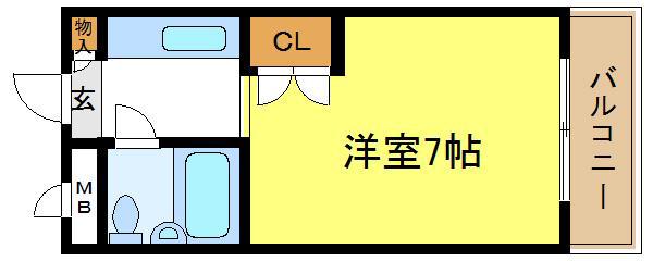 ヤングビレッジ平野(1K/5階)の間取り写真
