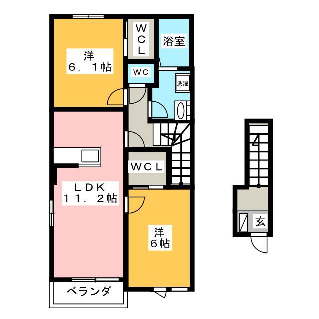 ACROSS・BEN-Y(2LDK/2階)の間取り写真