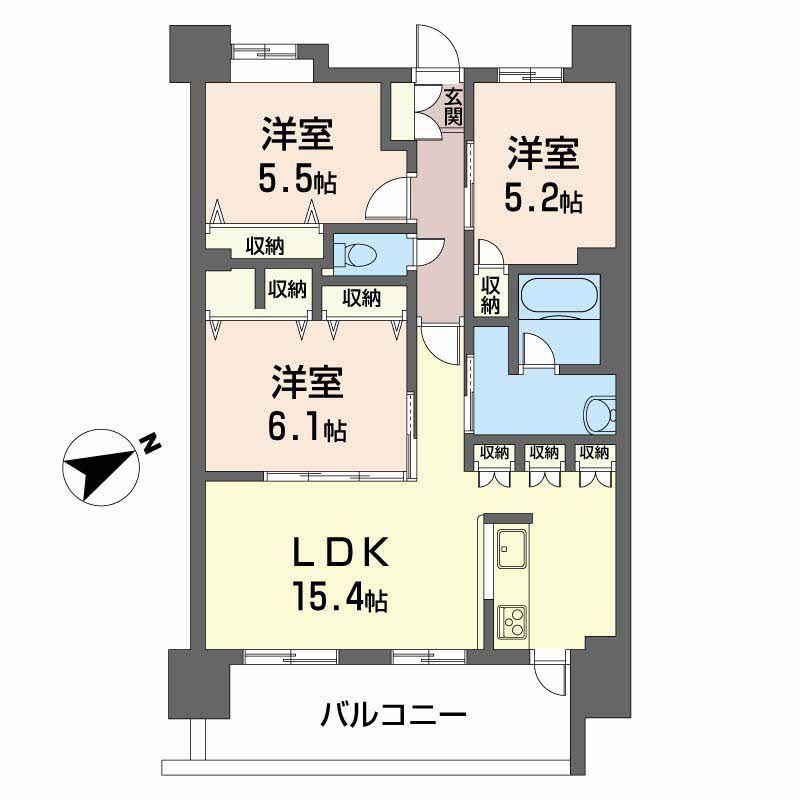 グランマスト西条広大前(3LDK/9階)の間取り写真