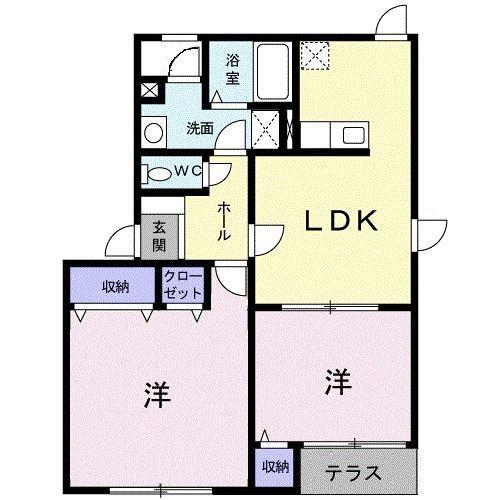 サンフラワーB(2LDK/1階)の間取り写真