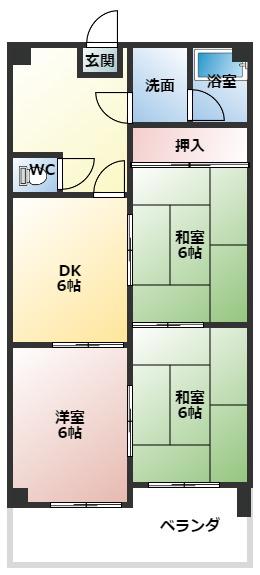 鹿乗グリーンハイツ(3DK/3階)の間取り写真