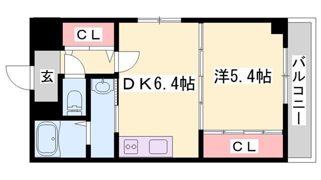 コーポサンライズ(1DK/7階)の間取り写真