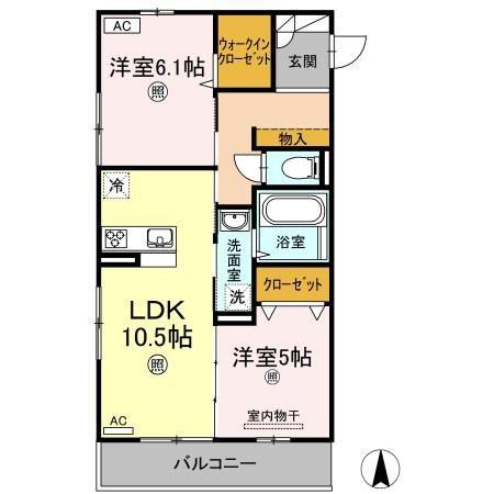 ルシエール(2LDK/2階)の間取り写真