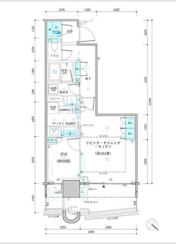 パークタワー勝どき ミッド棟(1LDK/9階)の間取り写真