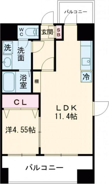 スプランドゥール新屋敷(1LDK/5階)の間取り写真