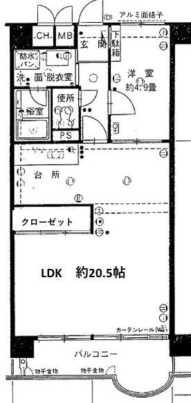 ストークマンション長堀(1LDK/5階)の間取り写真
