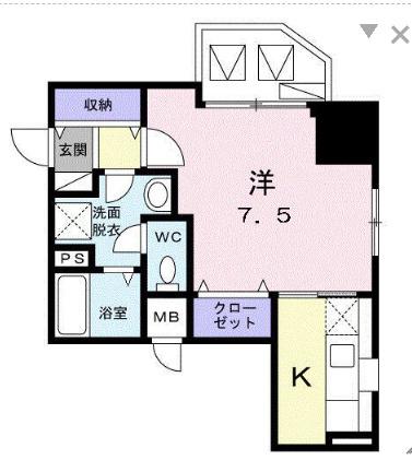 ロジュマン ベル(1K/4階)の間取り写真
