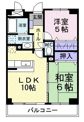 リバーサイド城南(2LDK/2階)の間取り写真