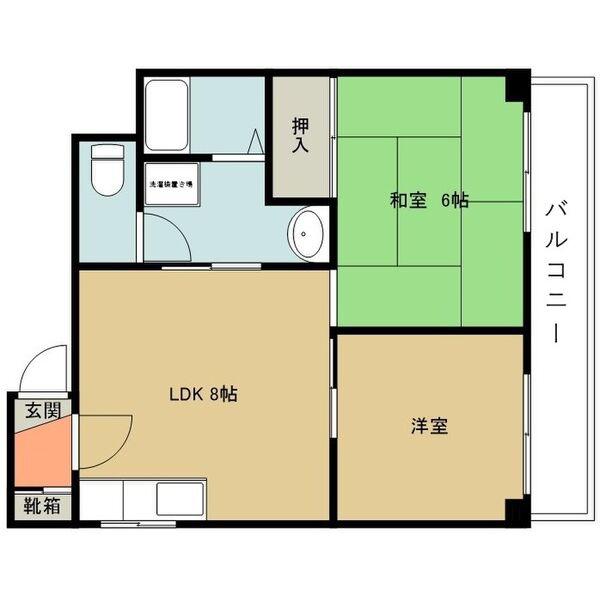 メゾンド―ル若江北(2DK/2階)の間取り写真
