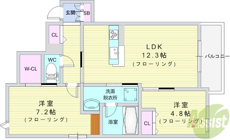 シャーメゾン豊中(2LDK/3階)の間取り写真