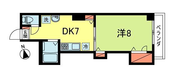 エルスール(1DK/1階)の間取り写真