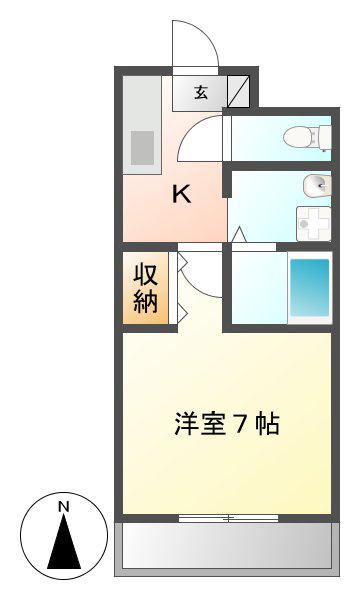 ハイツ草薙(1K/4階)の間取り写真