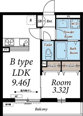 SASHIN河原町(1LDK/3階)の間取り写真