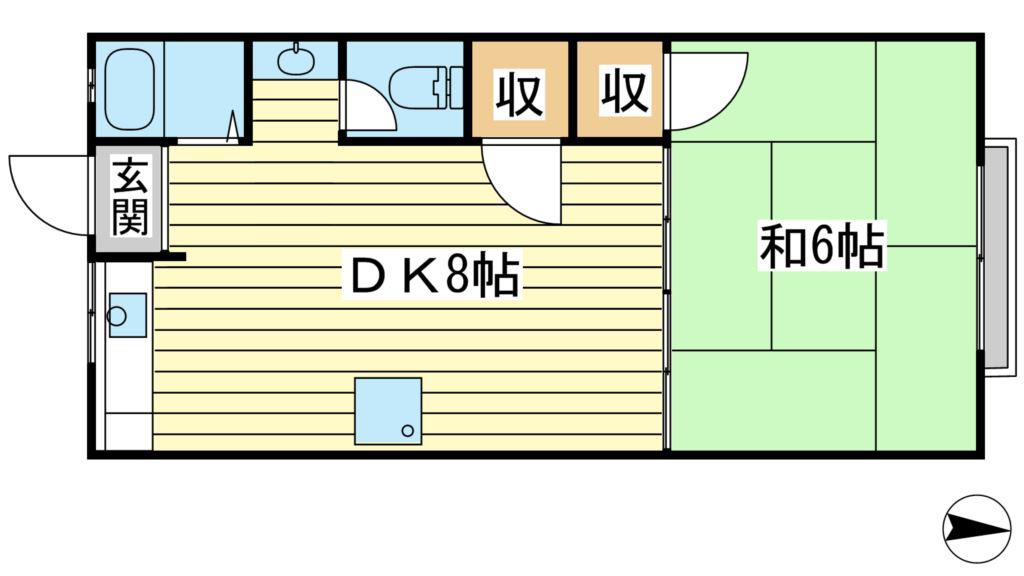 メゾン大町(1DK/2階)の間取り写真