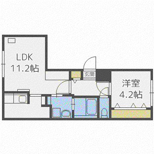 サルヴァトーレ発寒中央駅前(1LDK/4階)の間取り写真