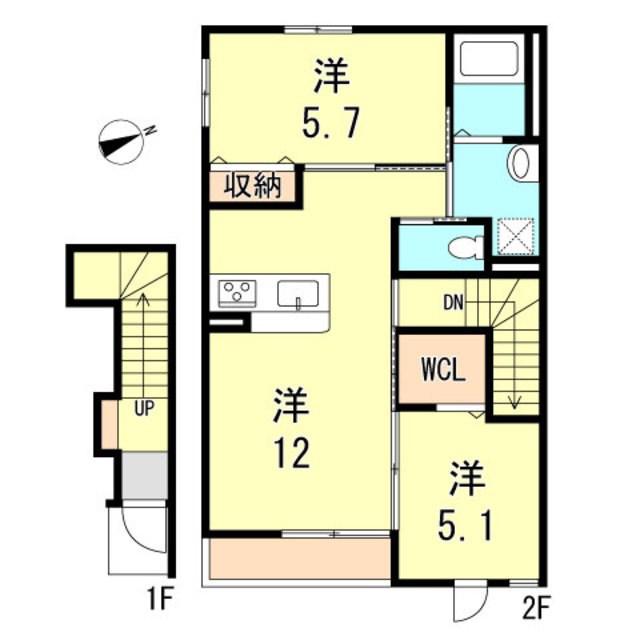 ラ・ルーチェ(2LDK/2階)の間取り写真