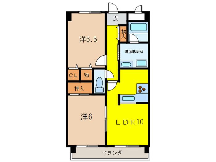 グランエスポワール上ヶ原(2LDK/4階)の間取り写真