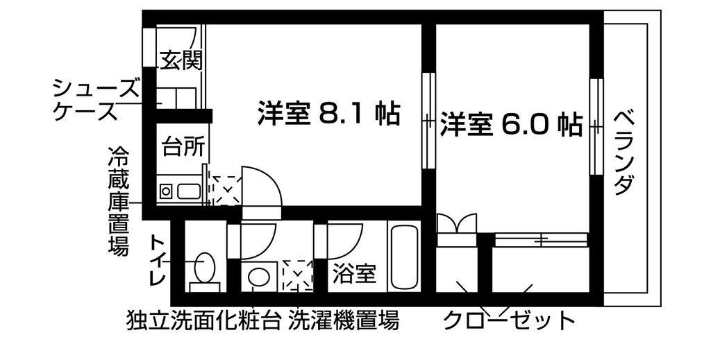 バウスクロス龍安寺(1DK/3階)の間取り写真