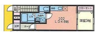 エスポワール桜(1LDK/1階)の間取り写真