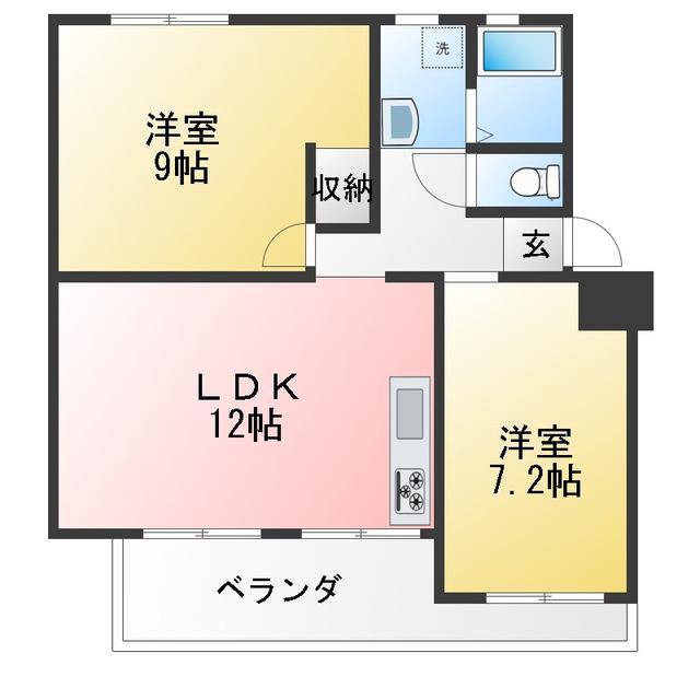 鎌ケ谷グリーンハイツ(2LDK/3階)の間取り写真