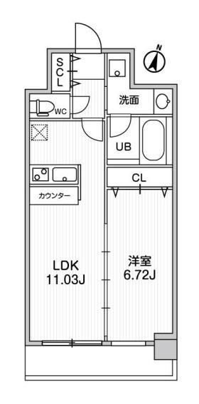 LA DOUCEUR天満(1LDK/2階)の間取り写真