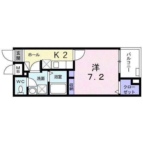 ポスト・プリート II(1K/2階)の間取り写真