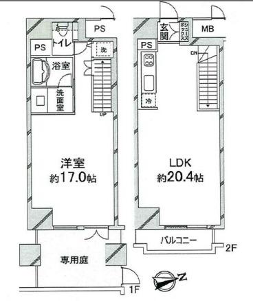 クリスタルブライト天満橋・リバーサイド(1LDK/1階)の間取り写真