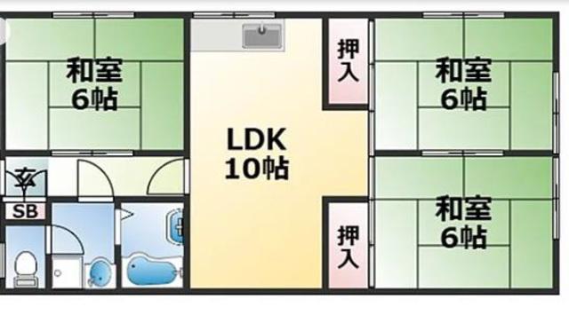 地下鉄西神・山手線 長田駅(神戸市営) 徒歩12分 2階建 築39年(3LDK/2階)の間取り写真